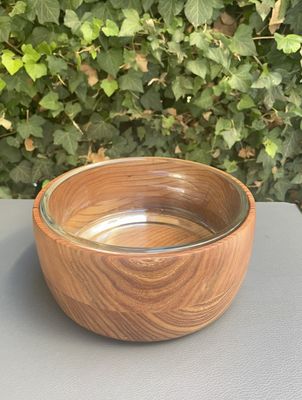 Holzschale Ulme klein mit Glaseisatz