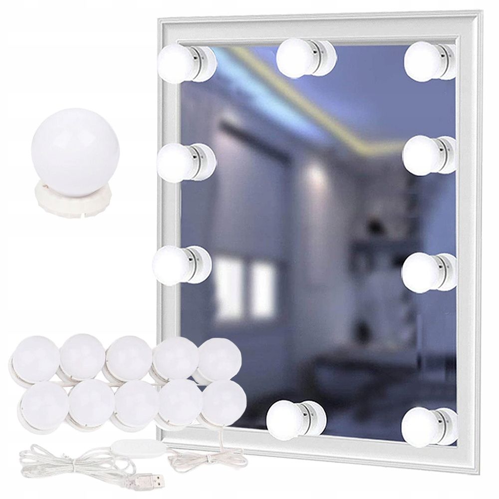LAMPKI DO LUSTRA TOALETKI LED ZESTAW MAKIJAŻ 10SZT KOMPLET GARDEROBA LUSTRO