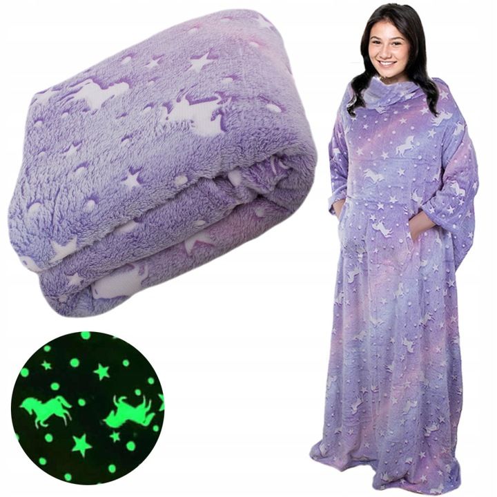 KOC Z RĘKAWAMI POLAR CIEPŁA BLUZA SZLAFROK NEON XXL