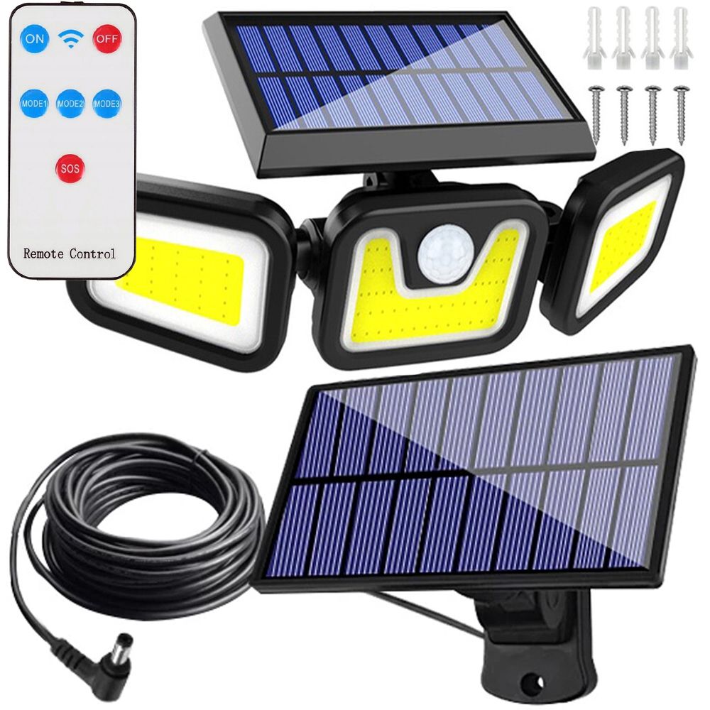 LAMPA SOLARNA Z CZUJNIKIEM RUCHU ZMIERZCHU 171 LED OSOBNY PANEL OGRODOWA
