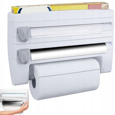 PODAJNIK DO FOLII SPOŻYWCZEJ PAPIERU OBCINACZ ORGANIZER KUCHENNY NAŚCIENNY