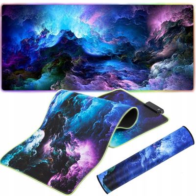 PODŚWIETLANA PODKŁADA POD MYSZ MYSZKĘ GAMINGOWA LED RGB DLA GRACZ XXL 80x30