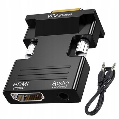 KONWERTER ADAPTER PRZEJŚCIÓWKA HDMI NA VGA D-SUB AUDIO DŹWIĘK DO KOMPUTERA