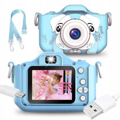 APARAT FOTOGRAFICZNY CYFROWY ZABAWKA DLA DZIECI KAMERA GRY + SMYCZ ETUI