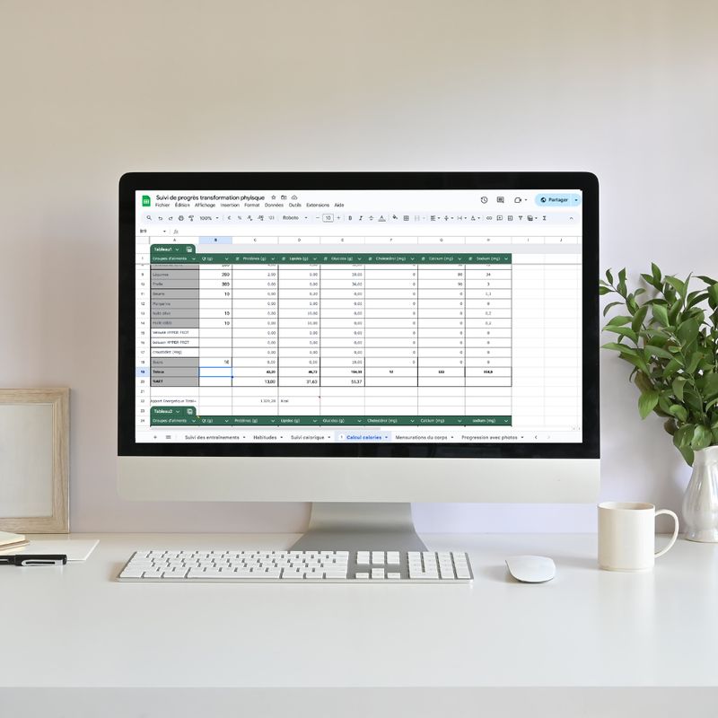 Tableau de Suivi Alimentaire et Bien-Être - Format Google Sheets