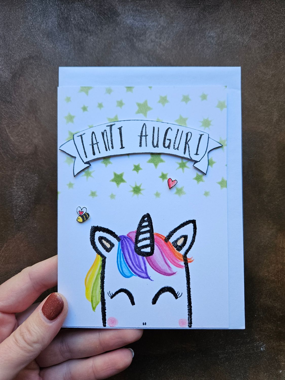 Auguri unicorno verde
