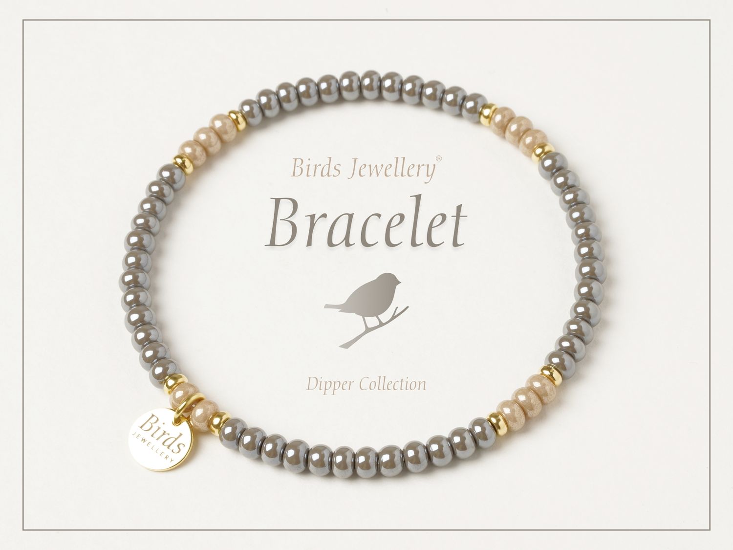 Bracelet | Gray and Beige | Golden Silver