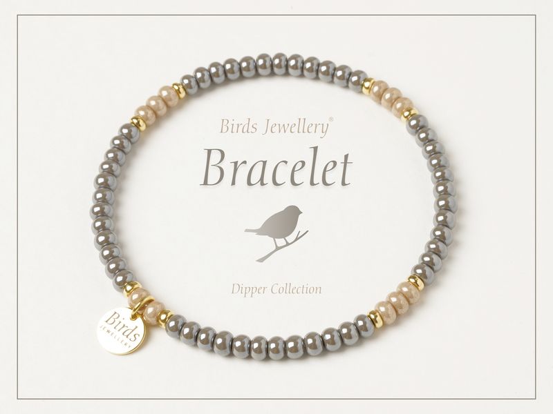 Bracelet | Gray and Beige | Golden Silver