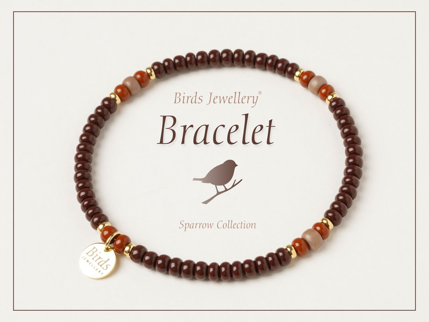 Bracelet | Dark Brown | Glazed Beige | Golden Silver