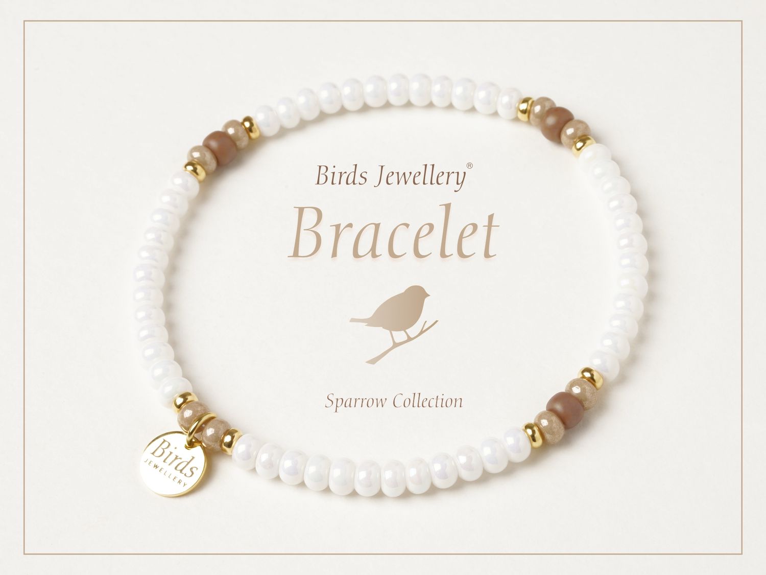 Bracelete | White | Glazed Beige | Beige | Golden Silver