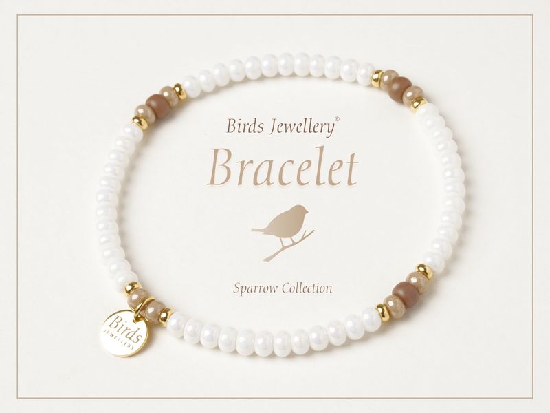 Bracelete | White | Glazed Beige | Beige | Golden Silver