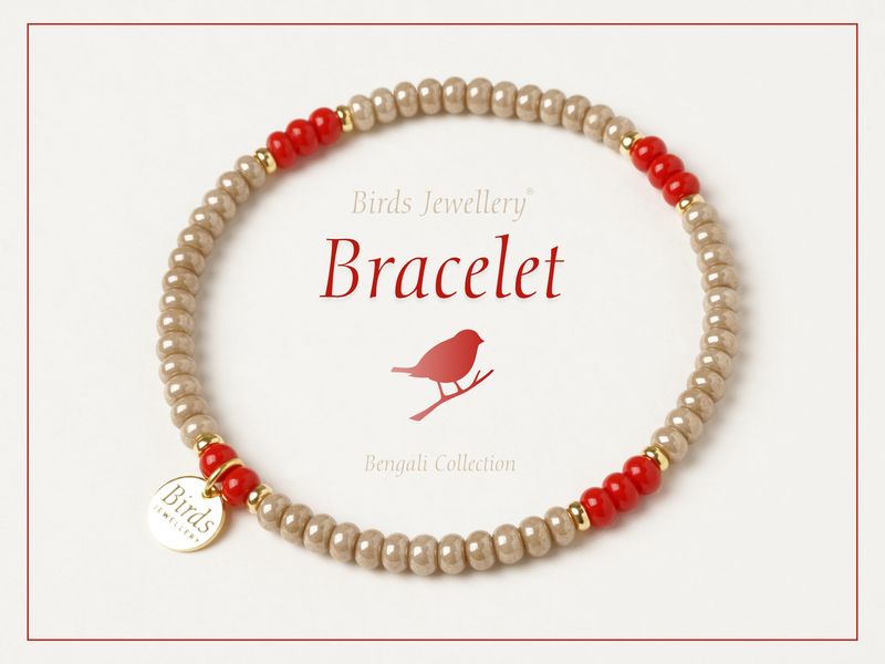 Bracelet | London Red | Beige | Golden Silver