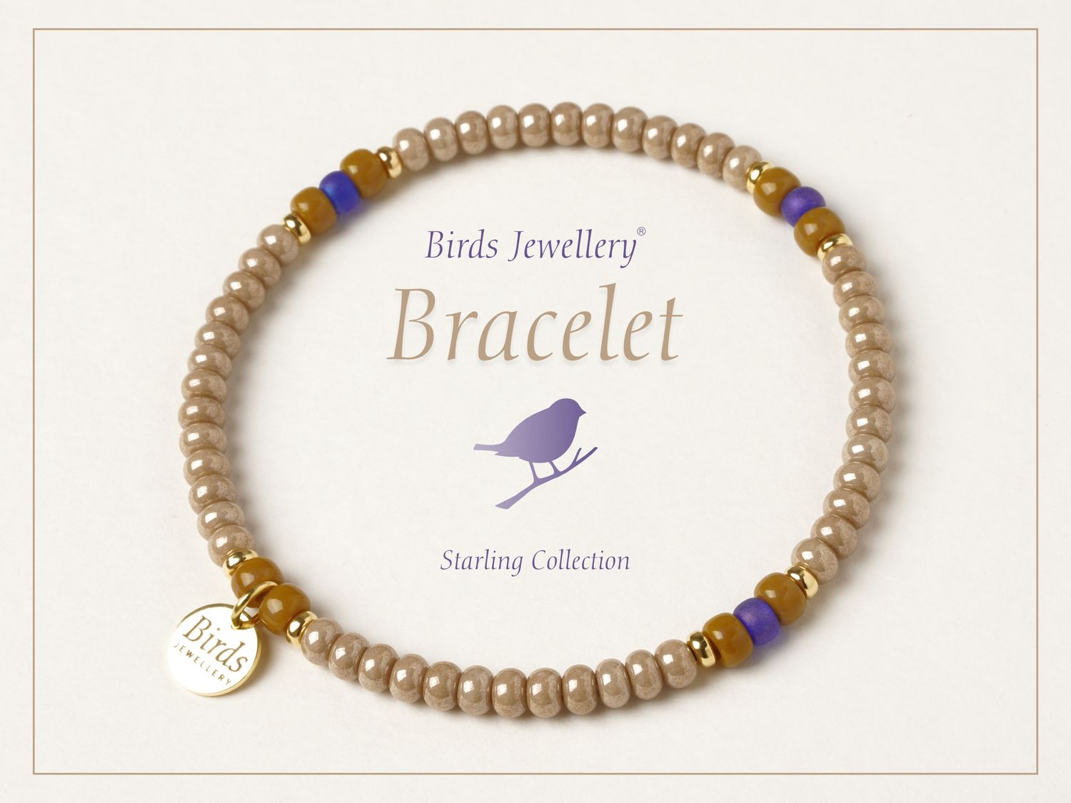 Bracelet | Beige | Cobalt Purple Blue | Golden Silver