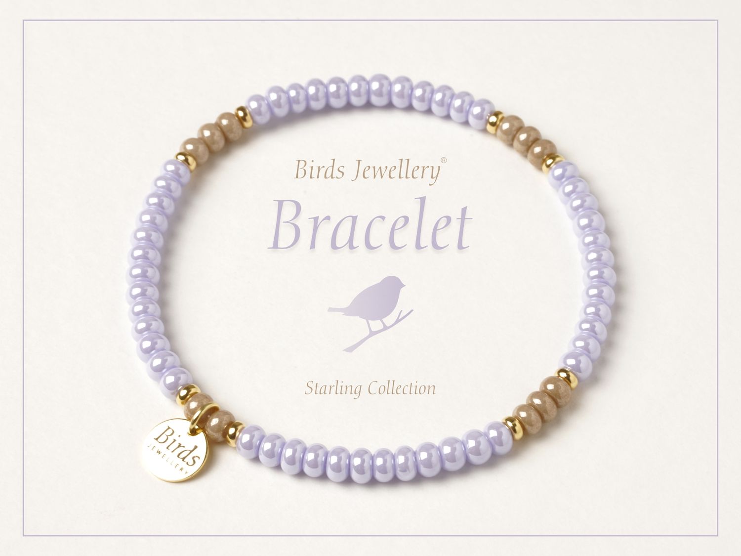 Bracelet | Lavender | Beige | Golden Silver