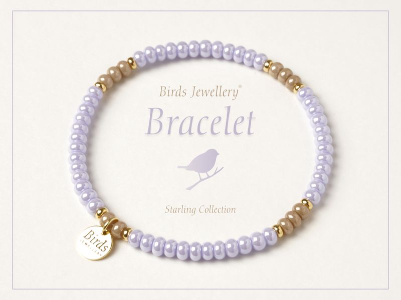 Bracelet | Lavender | Beige | Golden Silver