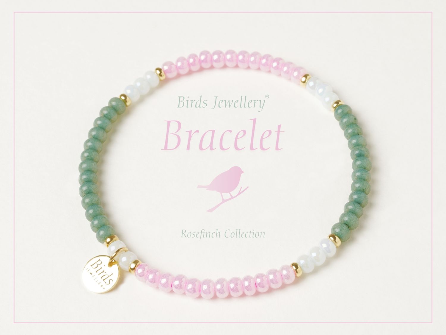 Bracelet | Pink | Jade | Aquamarine | Golden Silver
