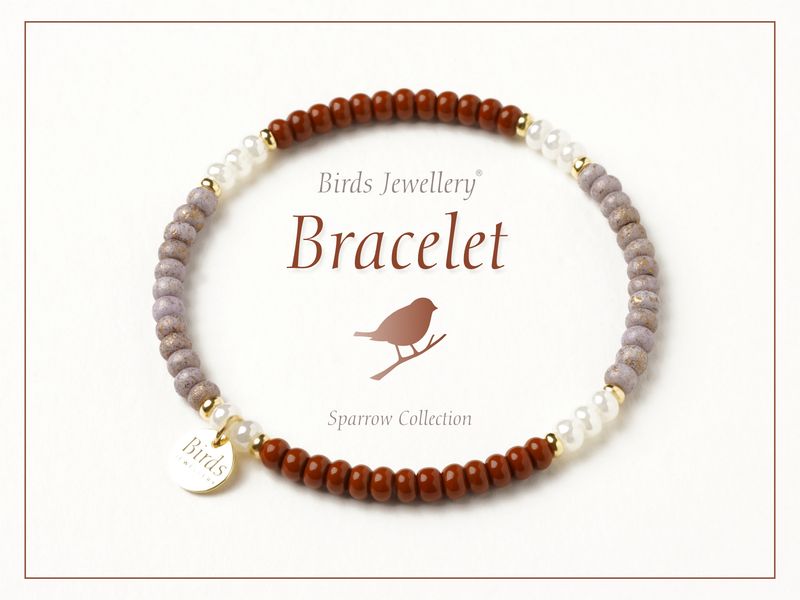 Pulseira | Castanho | Branco Perolado | Cor Areia | Prata Dourada