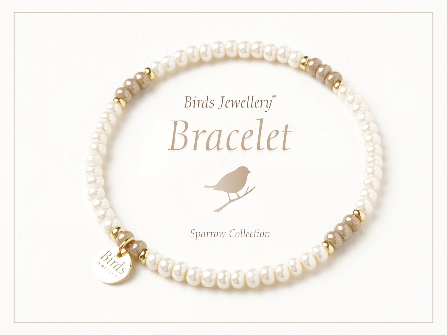 Pulseira | Bege | Marfim Perolado | Prata Dourada