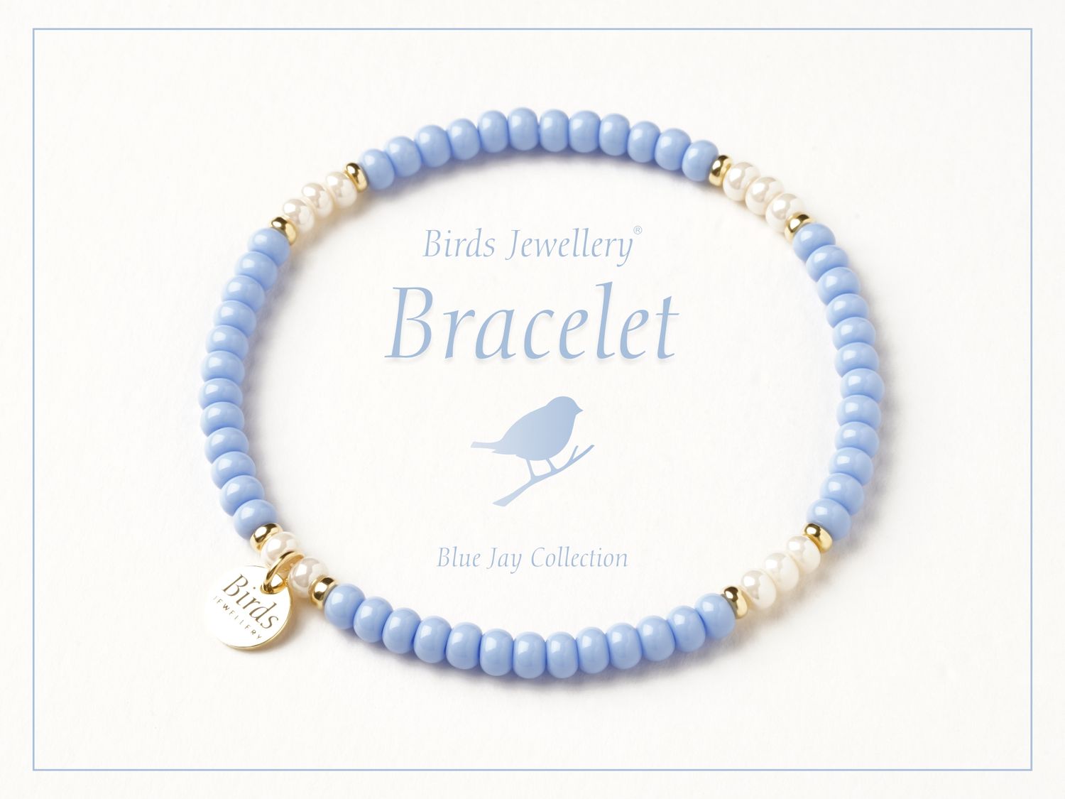 Pulseira | Azul Pastel | Marfim Perolado | Prata Dourada