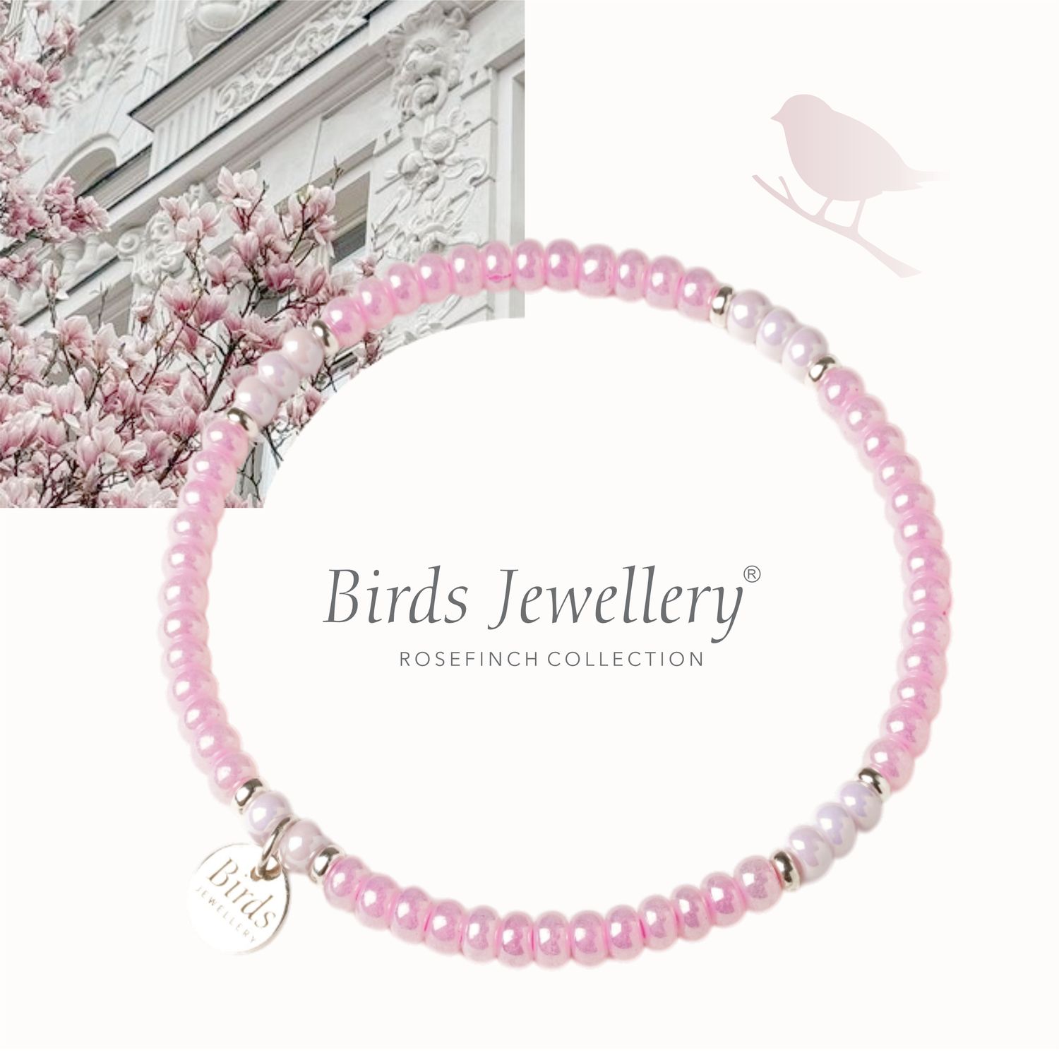 Pulseira Rosa Perolado | Rosa pastel Perolado e Prata