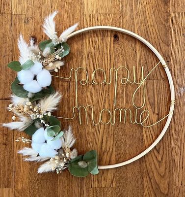 Couronne de fleurs séchées personnalisée