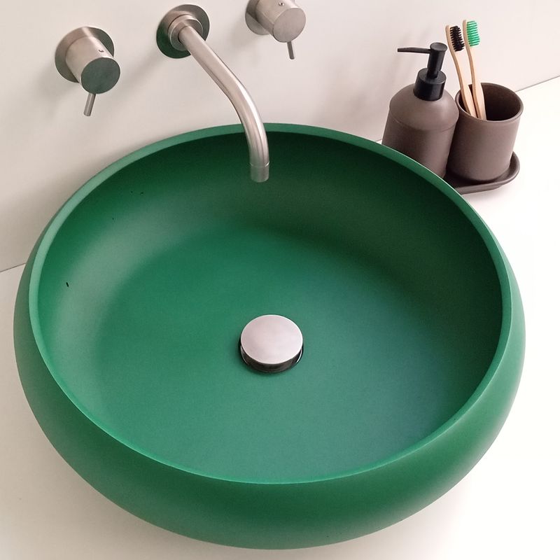 Umywalka betonowa Urbanform.design ROUNDY zielona z odpływem standardowym na zamówienie