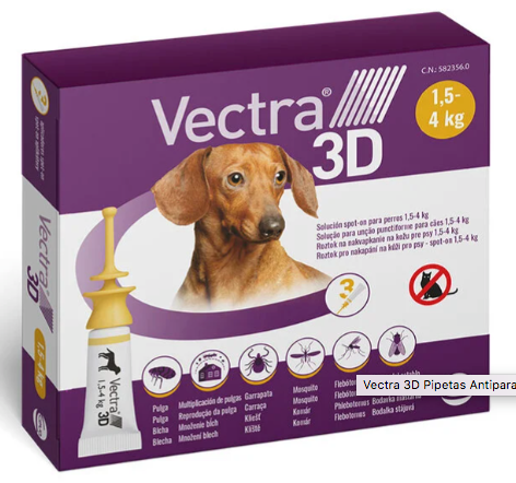 VECTRA 3D PIPETAS ANTIPARASITARIAS PARA PERROS 1,5 A 4KG