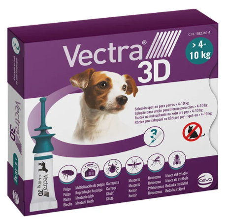 VECTRA 3D PIPETAS ANTIPARASITARIAS PARA PERROS 4 A 10KG