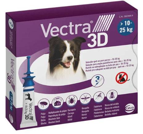 VECTRA 3D PIPETAS ANTIPARASITARIAS PARA PERROS 10 A 25KG