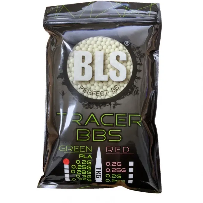 BLS 0.20g tracer BB’s – lichtgewicht glow-in-the-dark BB&#39;s voor nachtelijke airsoft games, 1kg zak.
