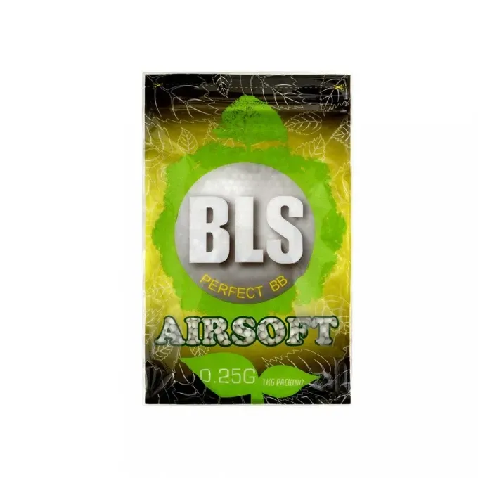 BLS 0.25g airsoft BB&#39;s – nauwkeurige munitie voor AEG, GAS, HPA en Spring aandrijvingen, 1kg verpakking.