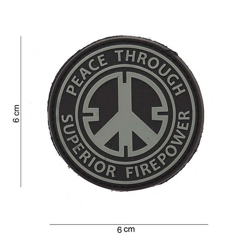 Peace through superior fire power PVC Patch - Black
