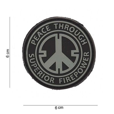 Peace through superior fire power PVC Patch - Black