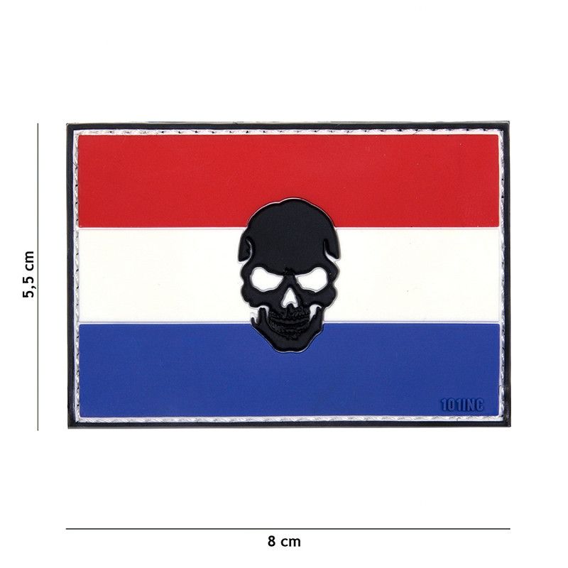 Vlag NL + Skull PVC Patch