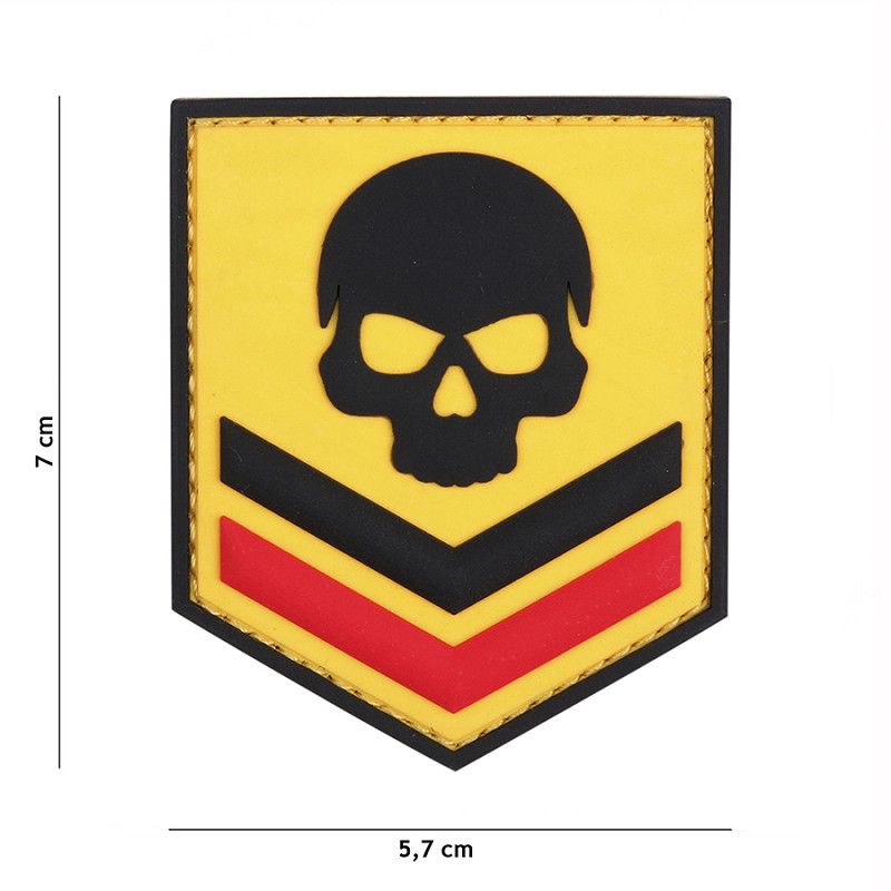 België Skull PVC Patch – Geel