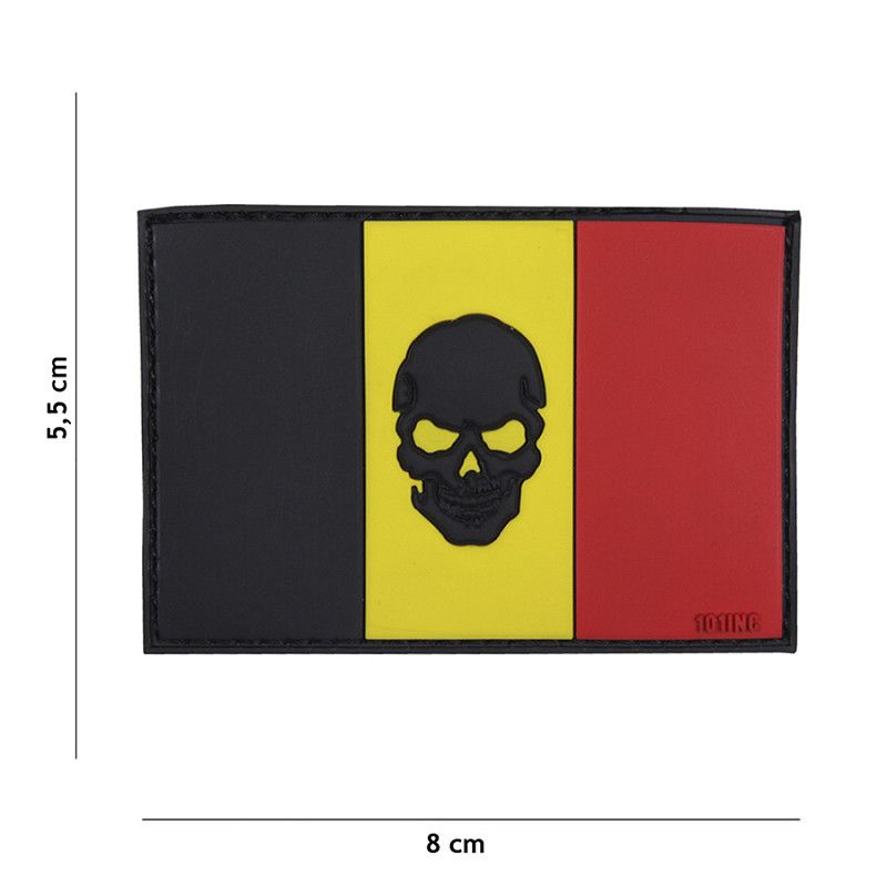 Vlag België + Skull PVC Patch