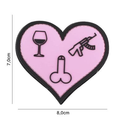 Love, Wine, Dicks and Guns PVC Patch – Roze