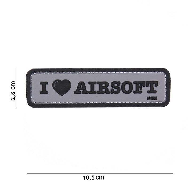 I Love Airsoft PVC Patch – Grijs