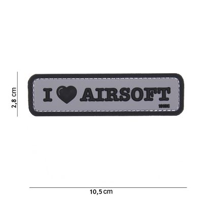 I Love Airsoft PVC Patch – Grijs