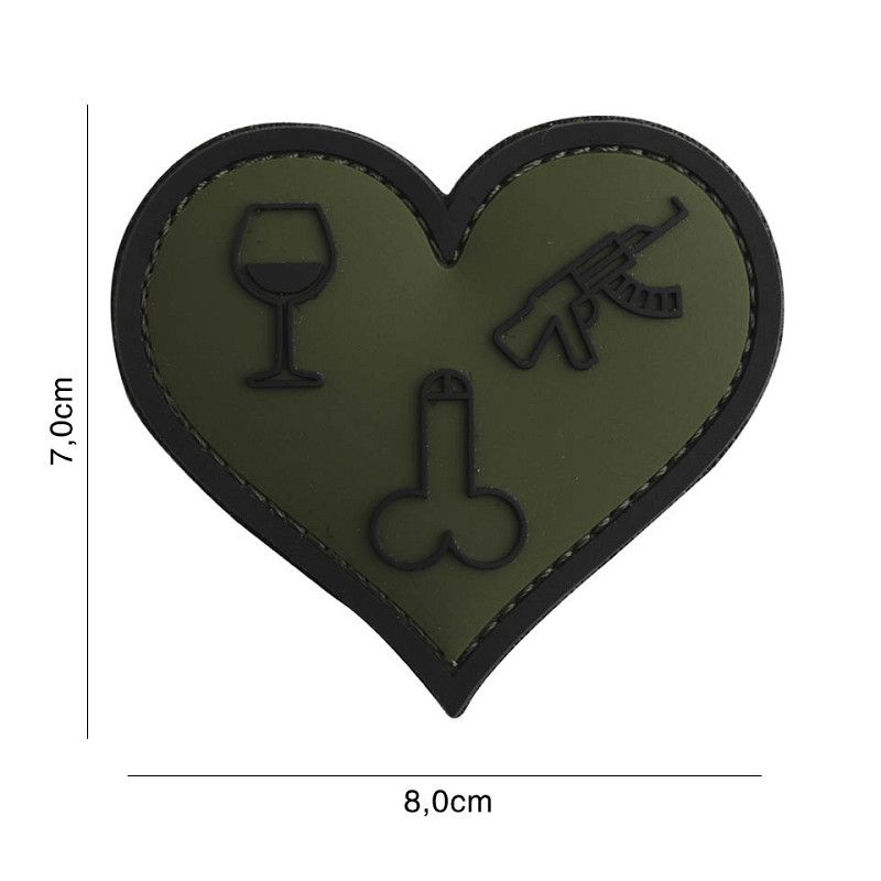 Love, Wine, Dicks and Guns PVC Patch – Groen