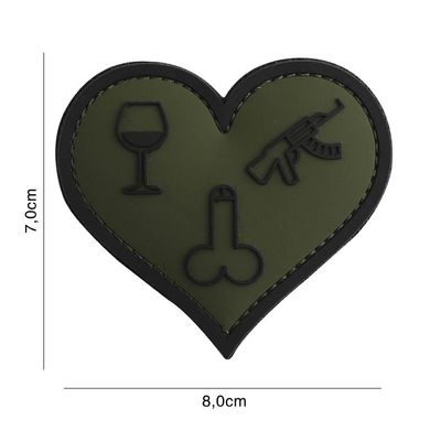 Love, Wine, Dicks and Guns PVC Patch – Groen