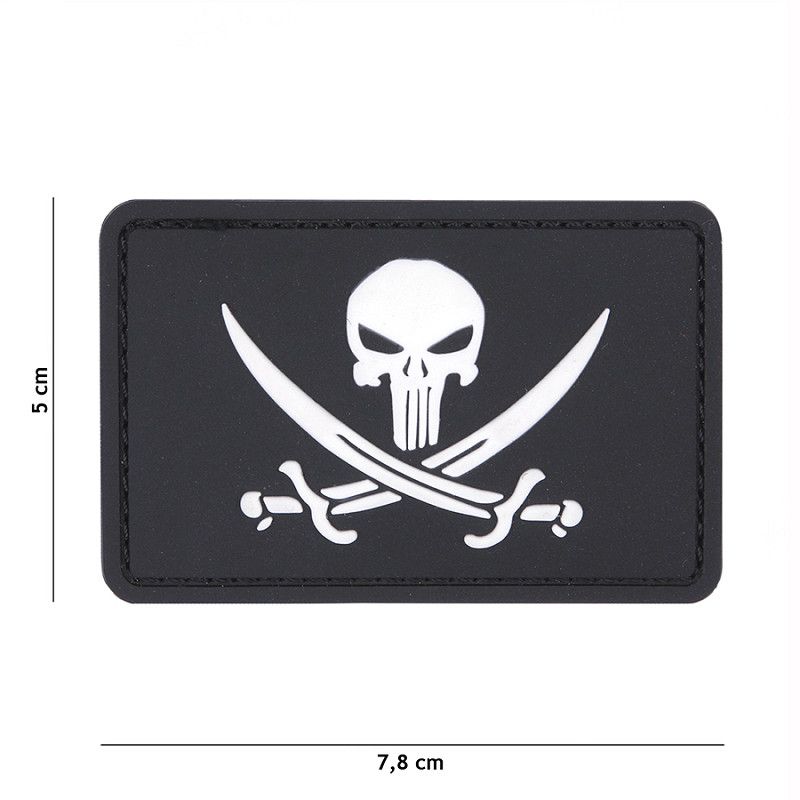 Punisher Pirate PVC Patch - Zwart/wit