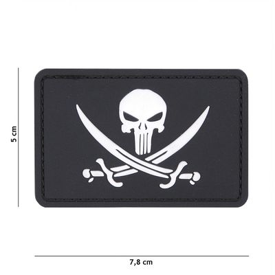 Punisher Pirate PVC Patch - Zwart/wit