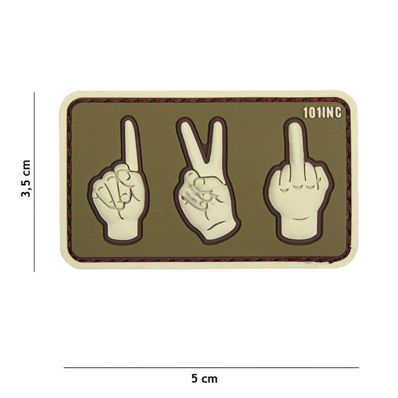 One, Two, Fuck You PVC Patch – Groen/Beige