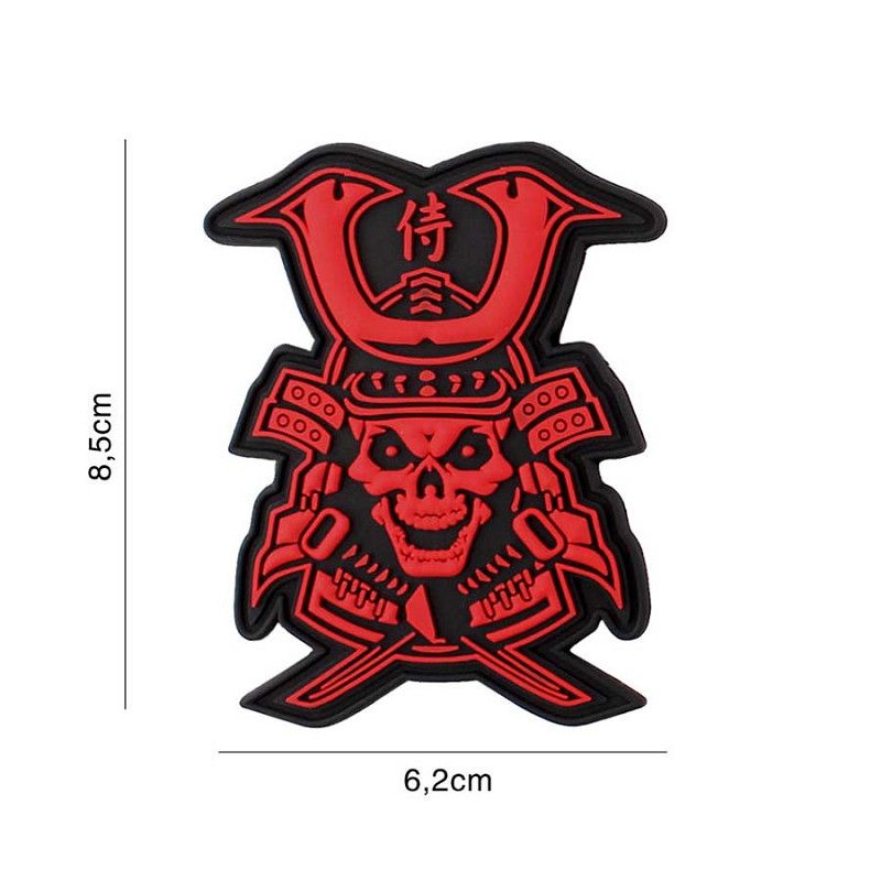 Samurai Skull PVC Patch - Rood