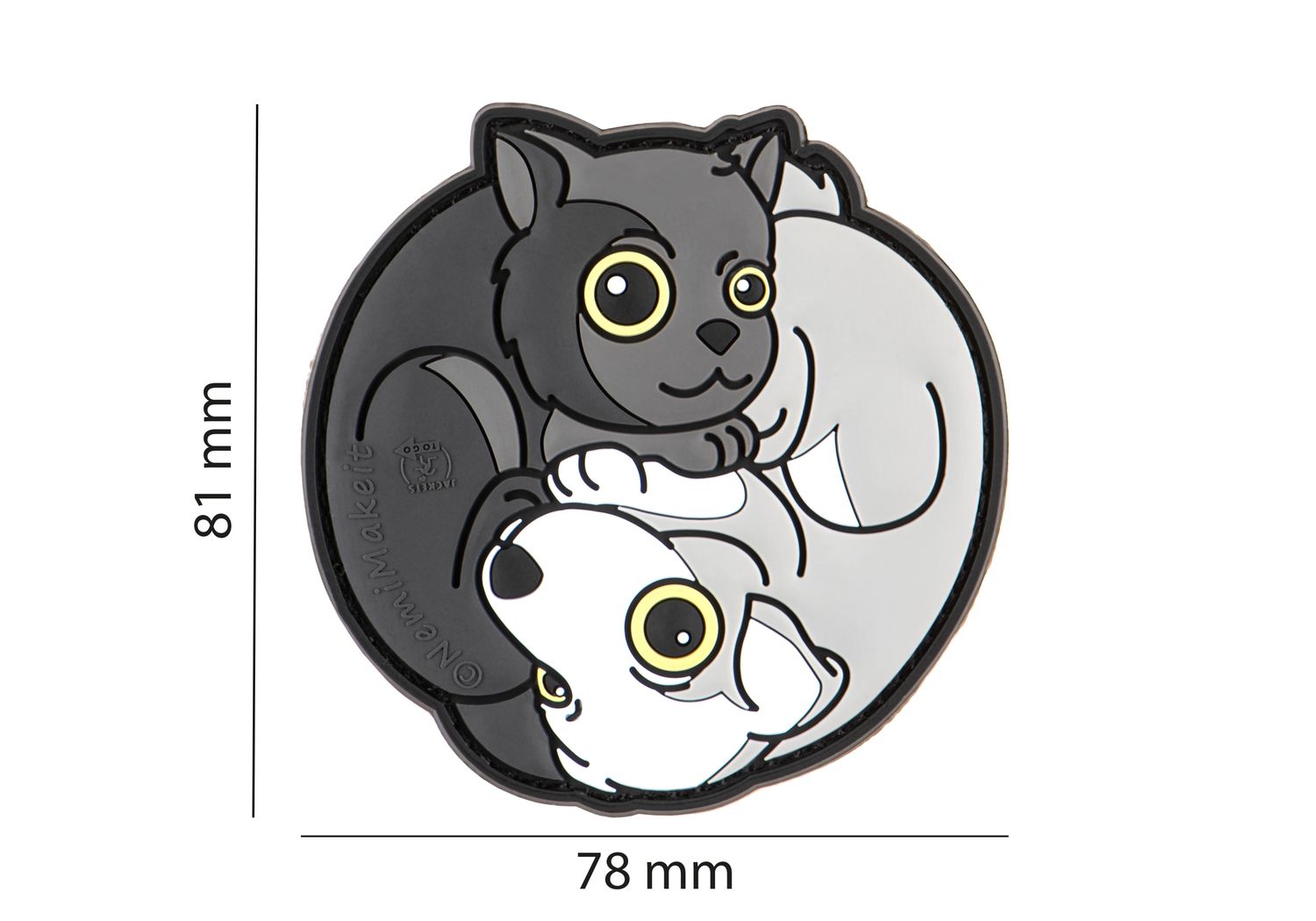 Yin &amp; Yan Cat and Dog PVC Patch