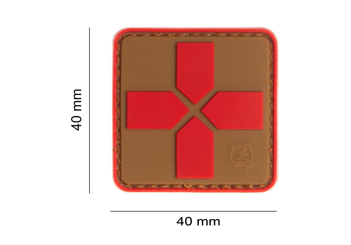 Medic Cross PVC Patch 40mm - Coyote/Rood