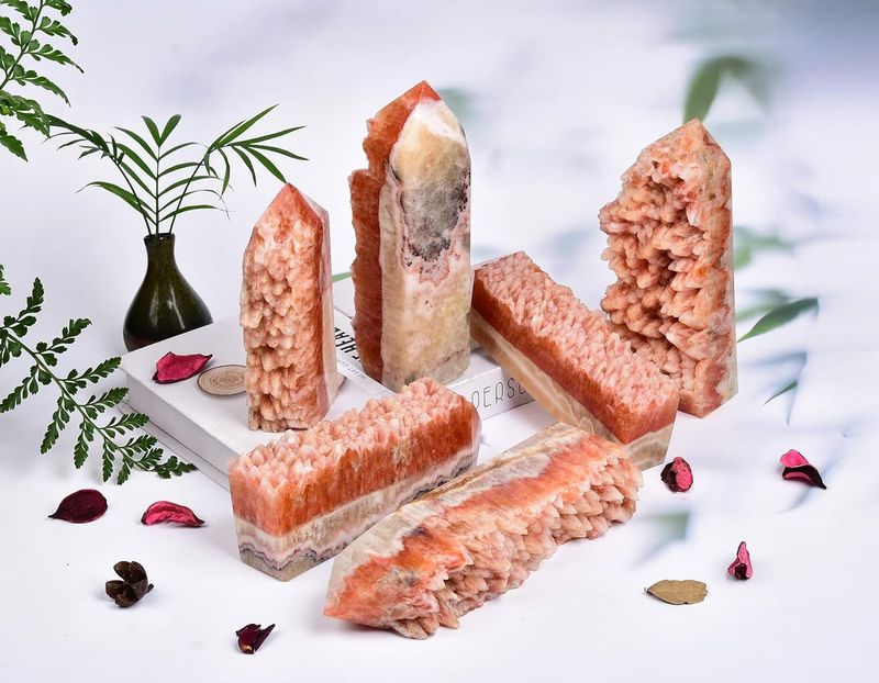 Orange Calcite Cluster Obelisk Crystal Tower
