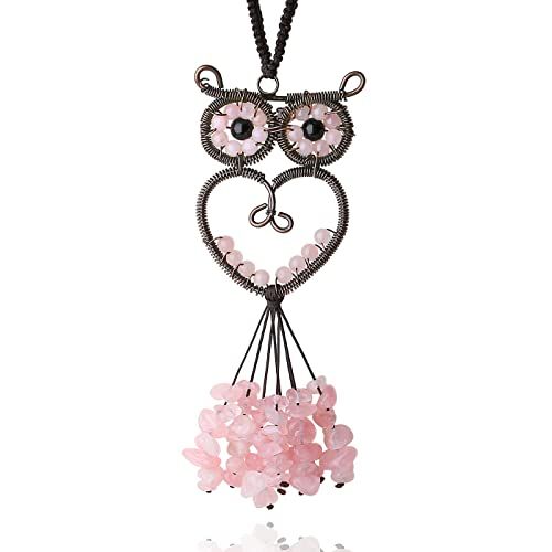 Hanging Gemstone Owl Heart