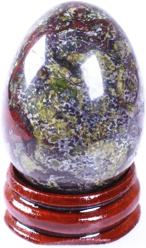 Dragon Blood Jasper Egg With Wood Stand